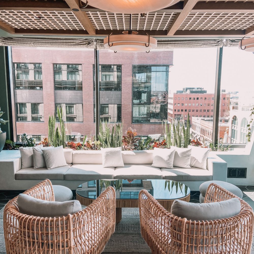 Architectural study of Reynard Social at Thompson Denver, evaluating the intersection of boutique identity and lounge spatial UX for hospitality brand alignment.